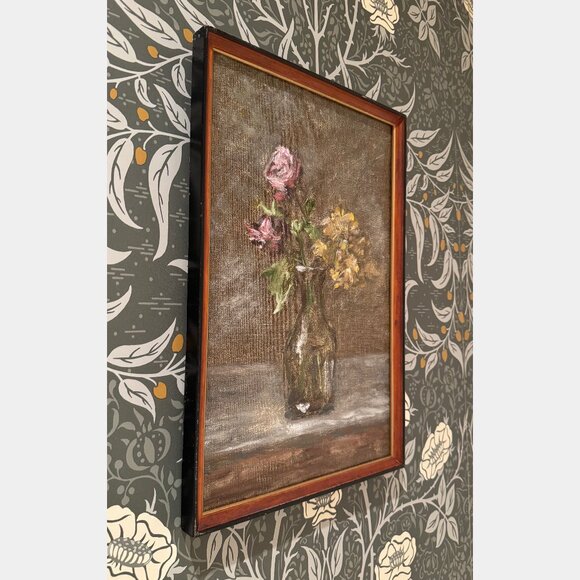 Still Life Oil Painting, Impressionist Floral in Wood Frame - Picture 2 of 3